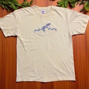 Anvil Vintage Y2K Kitty Hawk NC Dolphin Canary Yellow Cotton T-Shirt Mens XL